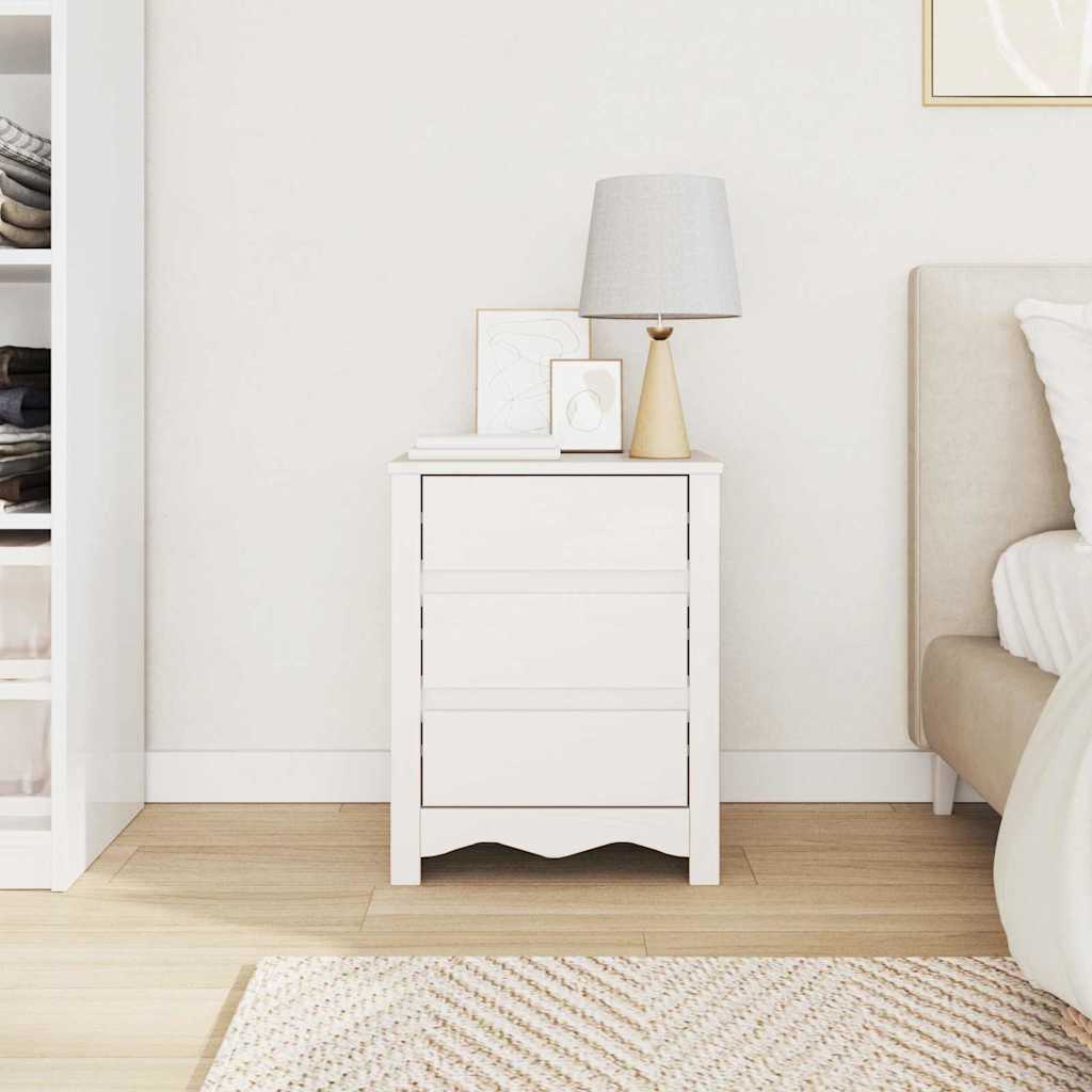 Bedside Cabinet Drammen White 45 x 35 x 56 cm Solid pine wood