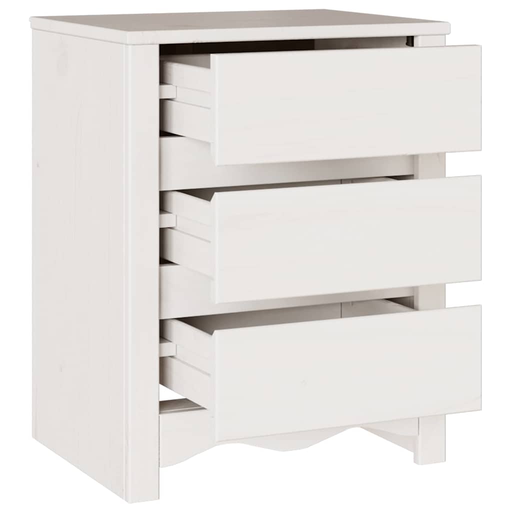 Bedside Cabinet Drammen White 45 x 35 x 56 cm Solid pine wood