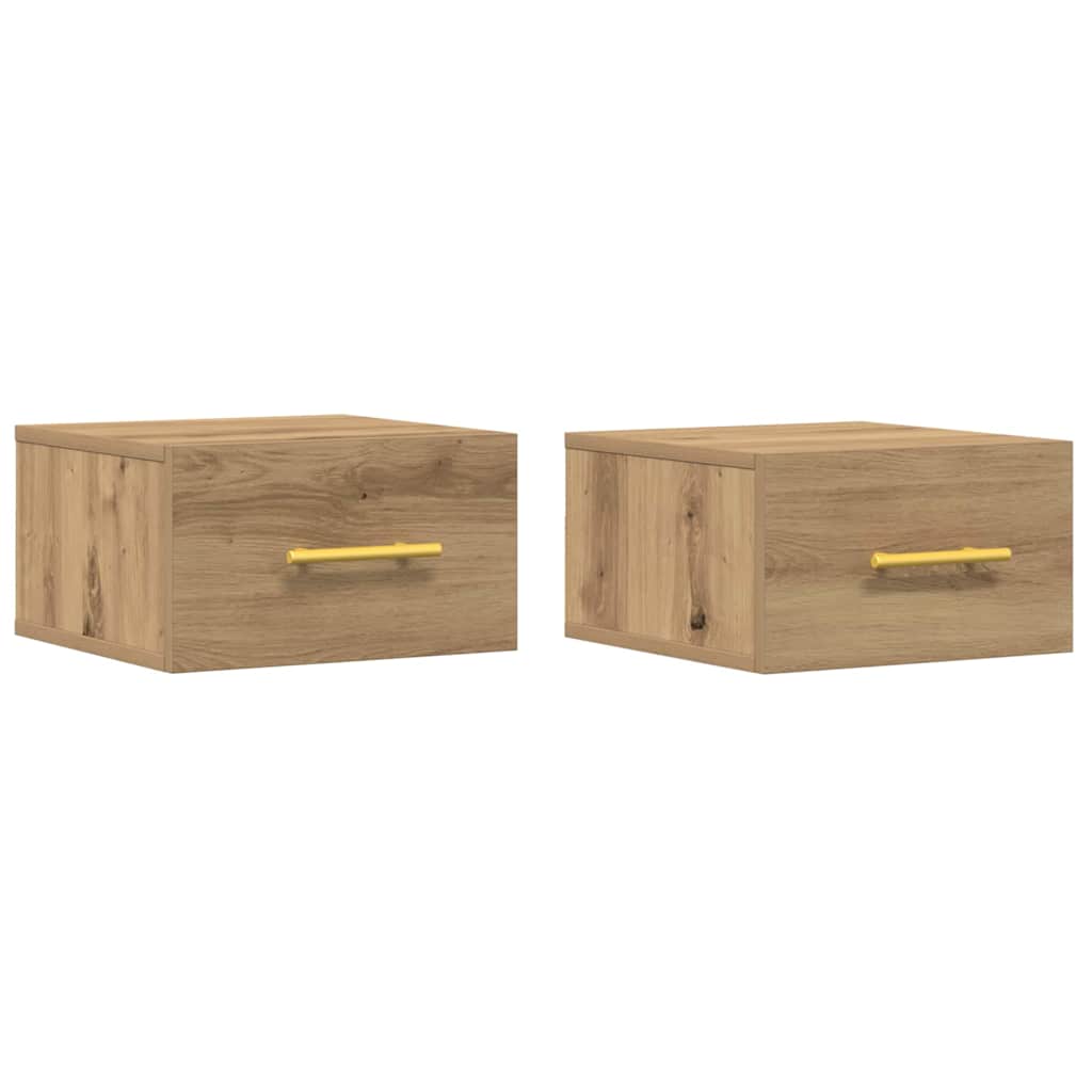 Bedside Cabinet Wall-mounted 2 pcs Artisan Oak 35 x 35 x 20 cm