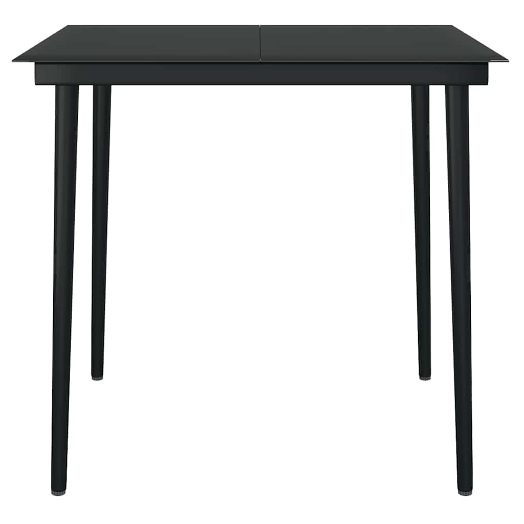 3 Piece Garden Dining Set Black Poly Rattan Glass