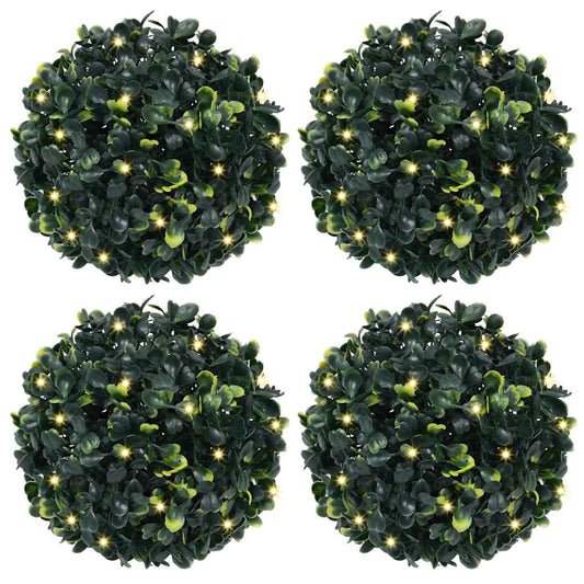 Artificial Boxwood Balls with LED Lights 4 pcs Green 12 cm