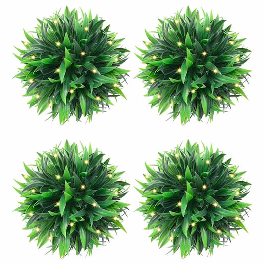 Artificial Boxwood Balls with LED Lights 4 pcs Green 15 cm