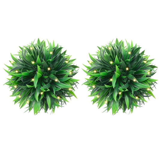 Artificial Boxwood Balls with LED Lights 2 pcs Green 20 cm