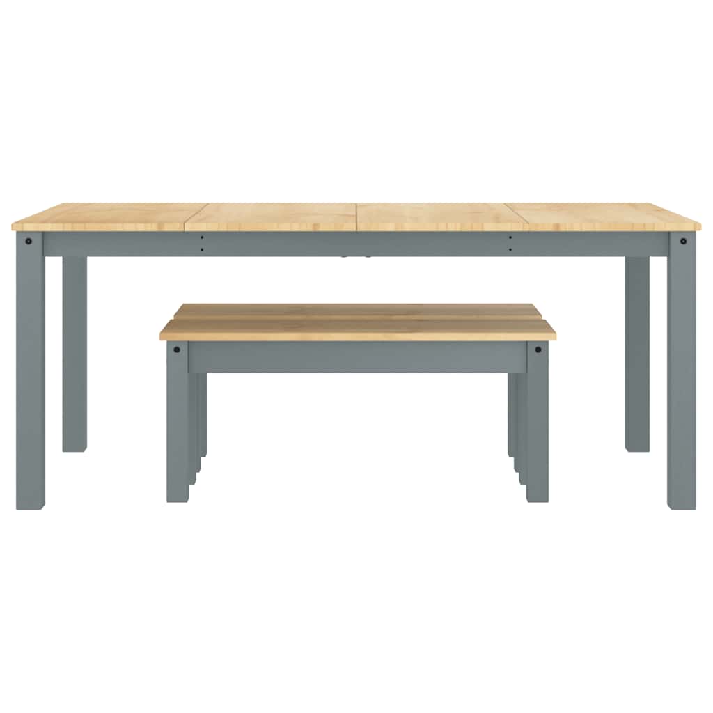 3 Piece Dining Set Panama Grey Solid Wood Pine