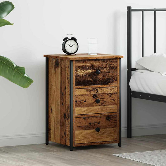 Bedside Cabinet with Drawer Brown Solid Reclaim Wood