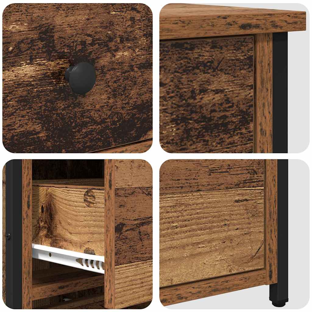 Bedside Cabinet with Drawer Brown Solid Reclaim Wood