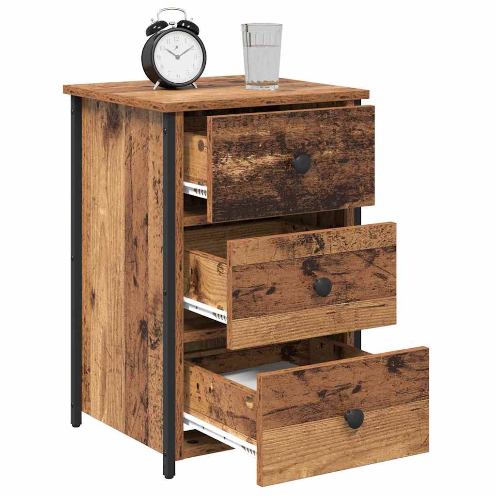Bedside Cabinet with Drawer Brown Solid Reclaim Wood