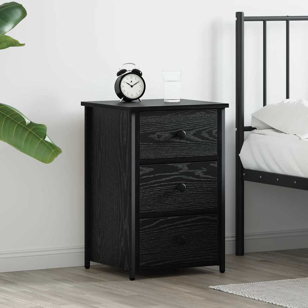 Bedside Cabinet with Drawer Black Solid Reclaim Wood
