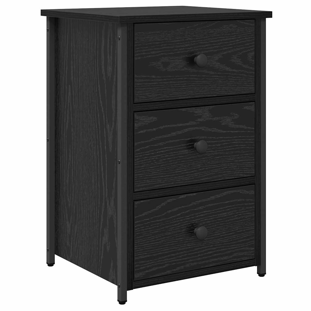 Bedside Cabinet with Drawer Black Solid Reclaim Wood