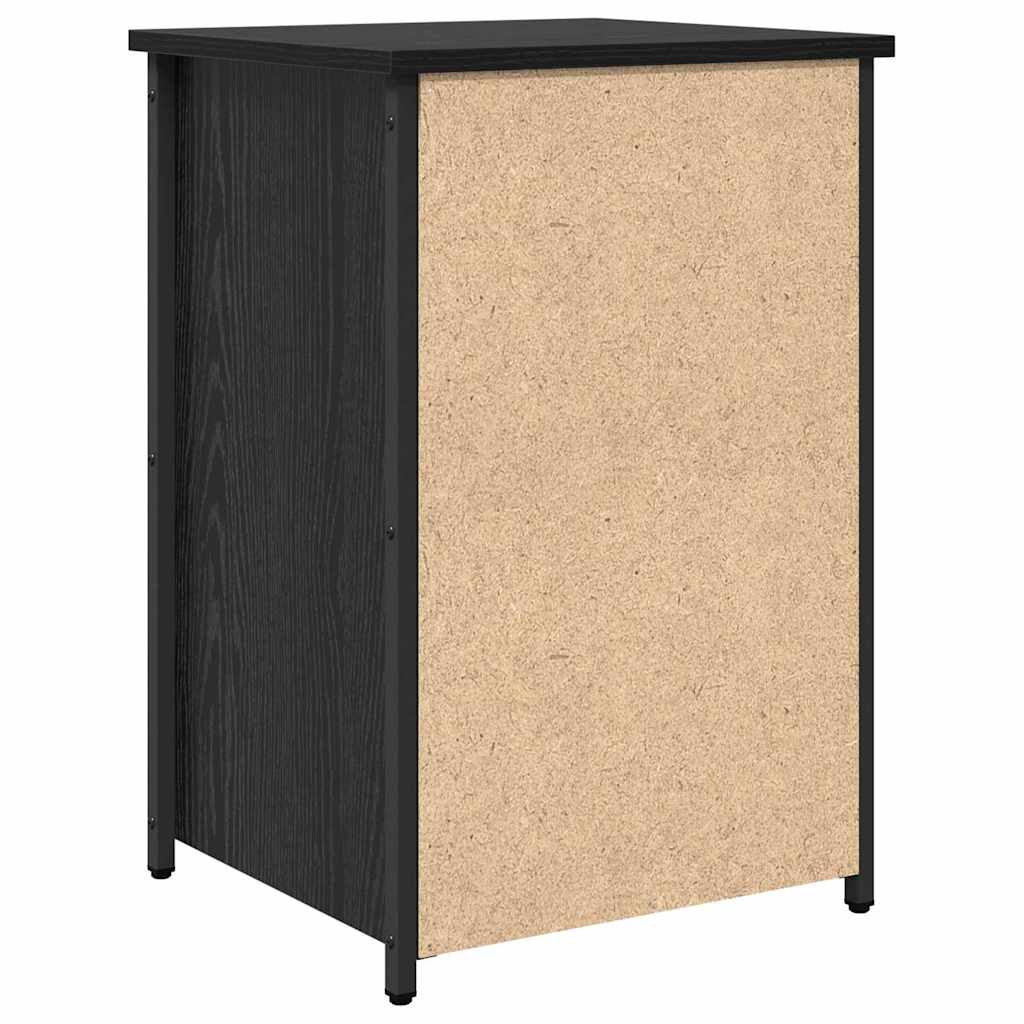 Bedside Cabinet with Drawer Black Solid Reclaim Wood