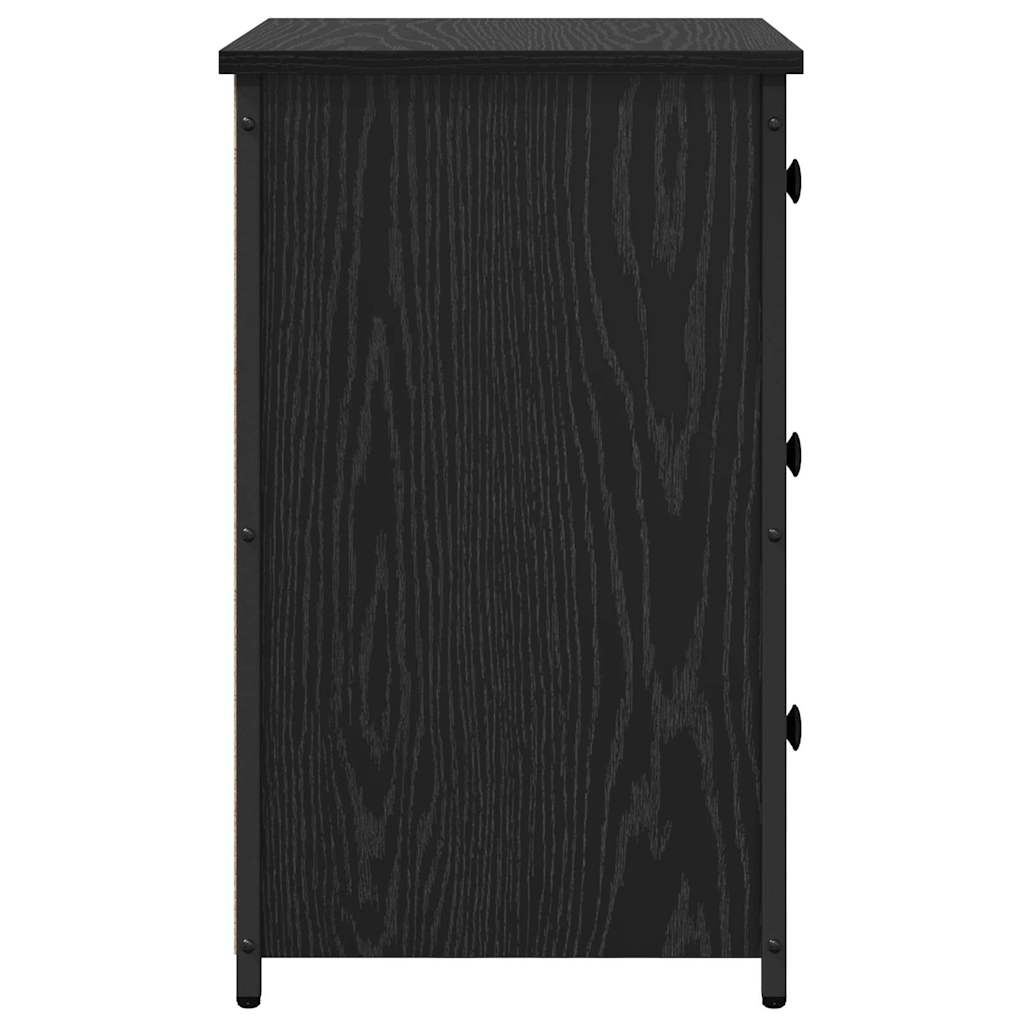 Bedside Cabinet with Drawer Black Solid Reclaim Wood