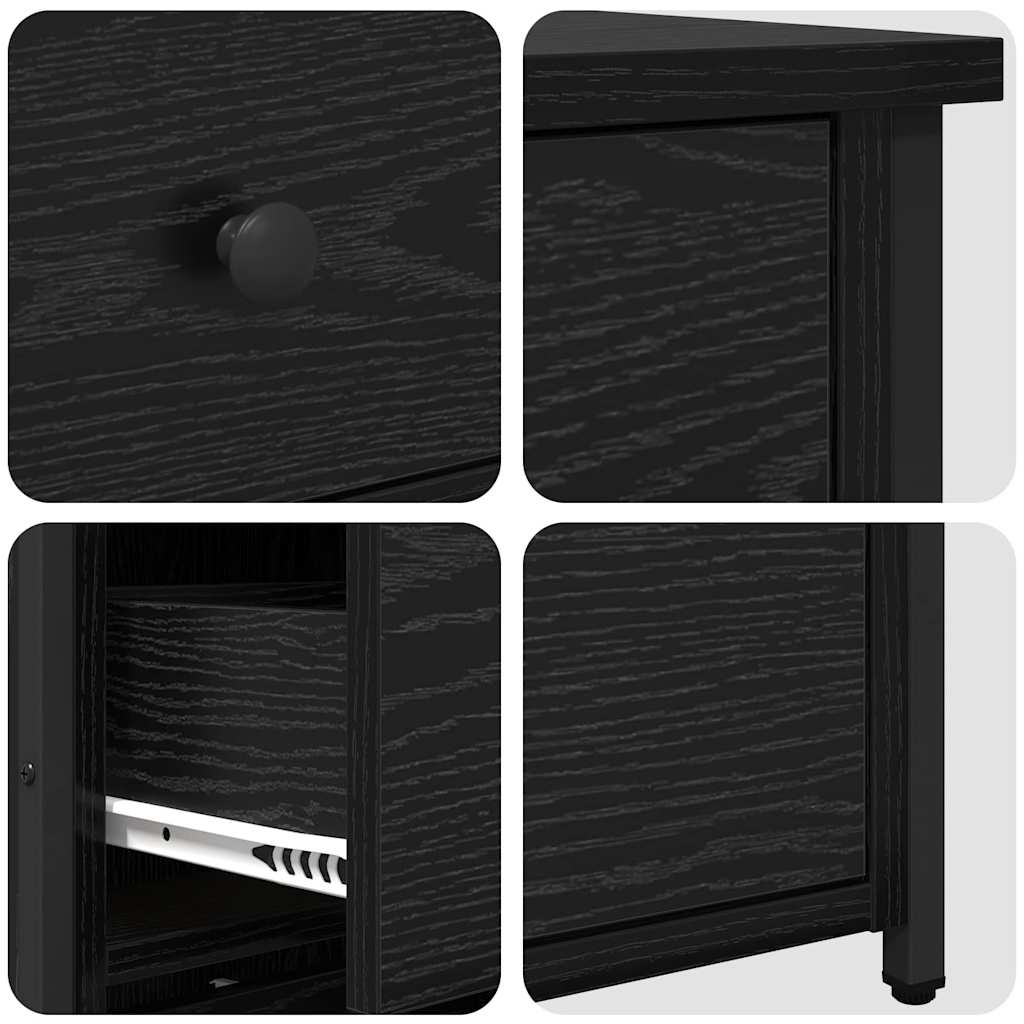Bedside Cabinet with Drawer Black Solid Reclaim Wood