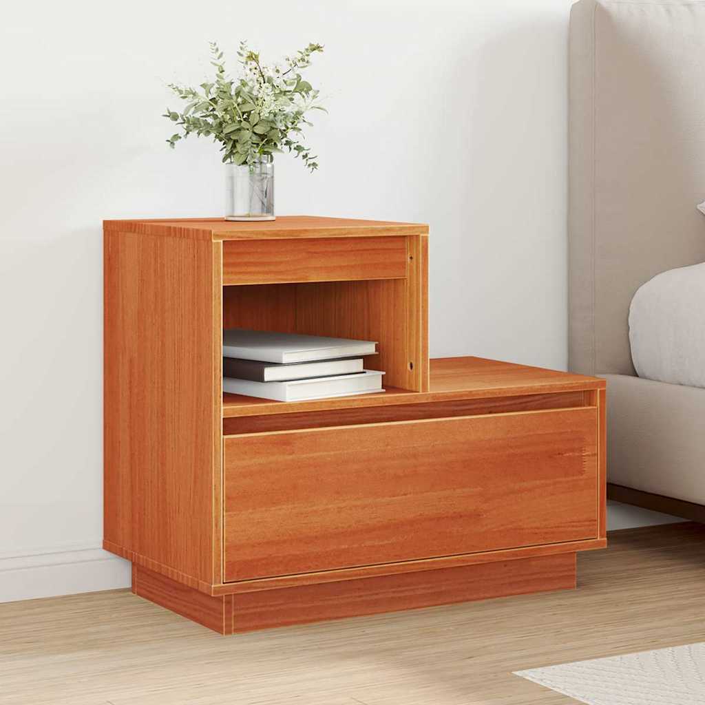 Bedside Cabinet Wax brown 60 x 34 x 51 cm Solid pinewood