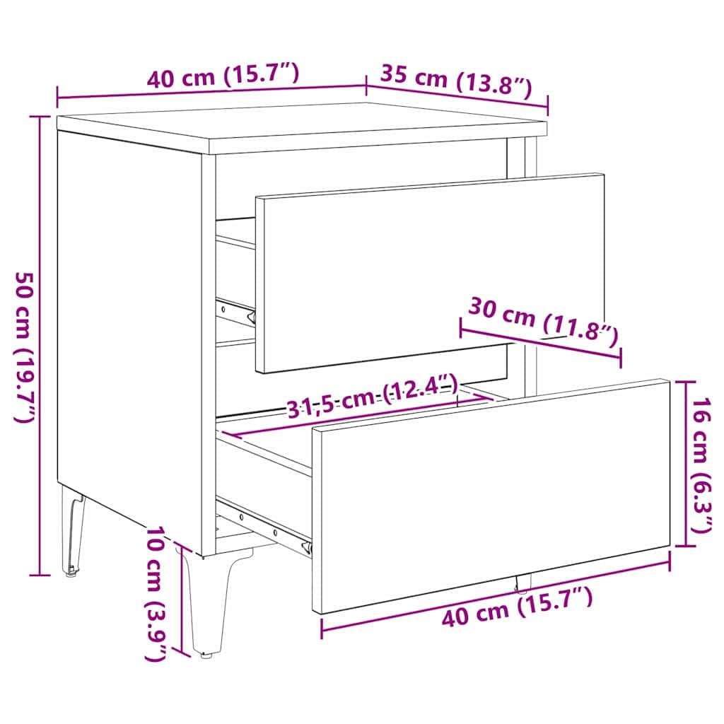 Bedside Cabinet Old wood 40 x 35 x 50 cm Engineered wood
