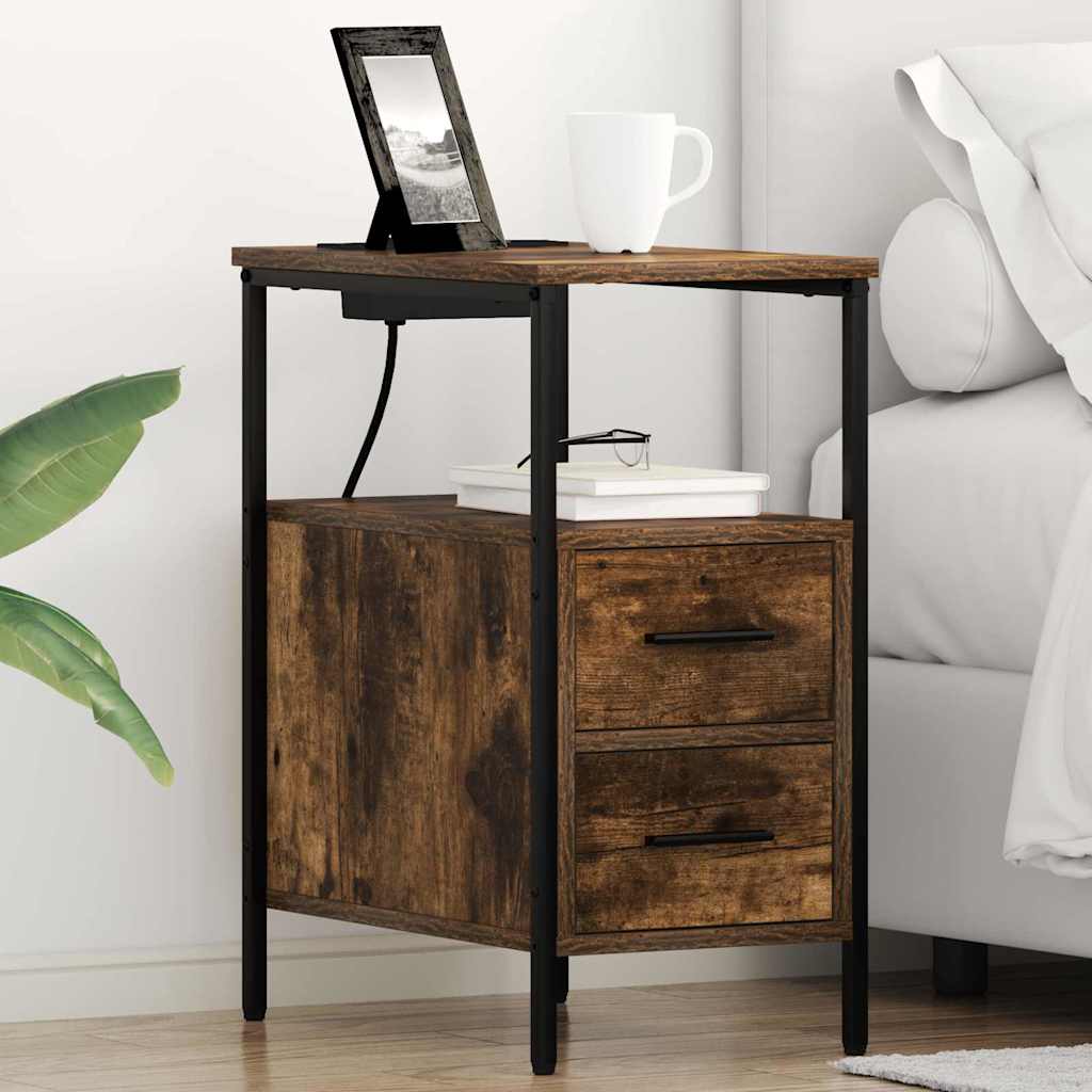 Bedside Cabinet Smoked Oak 30 x 48 x 61 cm Engineered Wood