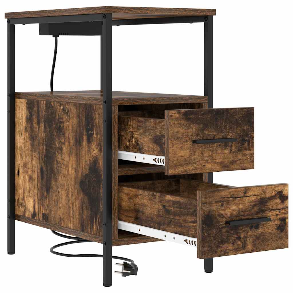 Bedside Cabinet Smoked Oak 30 x 48 x 61 cm Engineered Wood