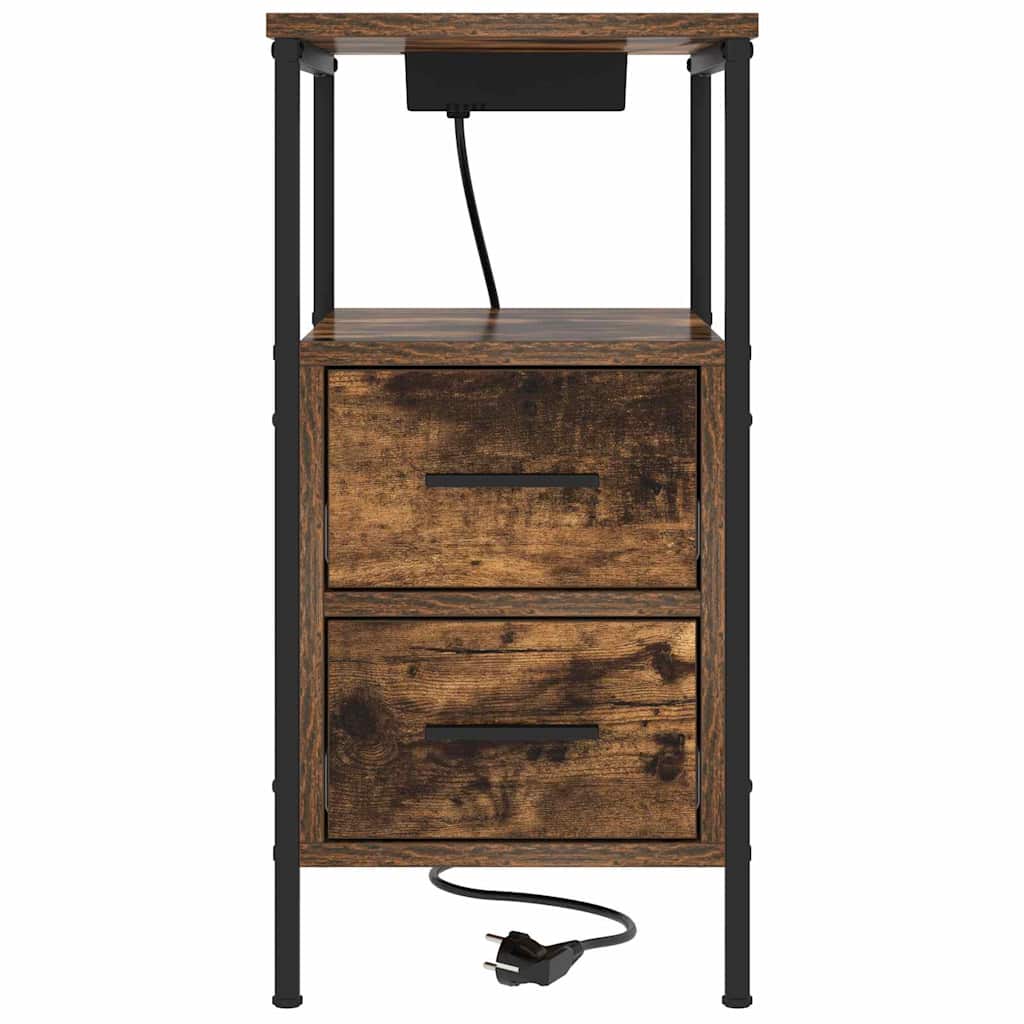 Bedside Cabinet Smoked Oak 30 x 48 x 61 cm Engineered Wood