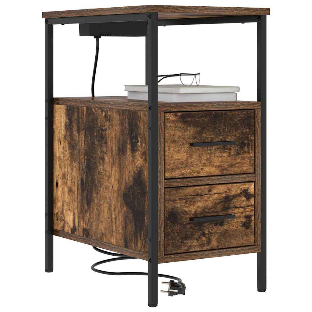 Bedside Cabinet Smoked Oak 30 x 48 x 61 cm Engineered Wood