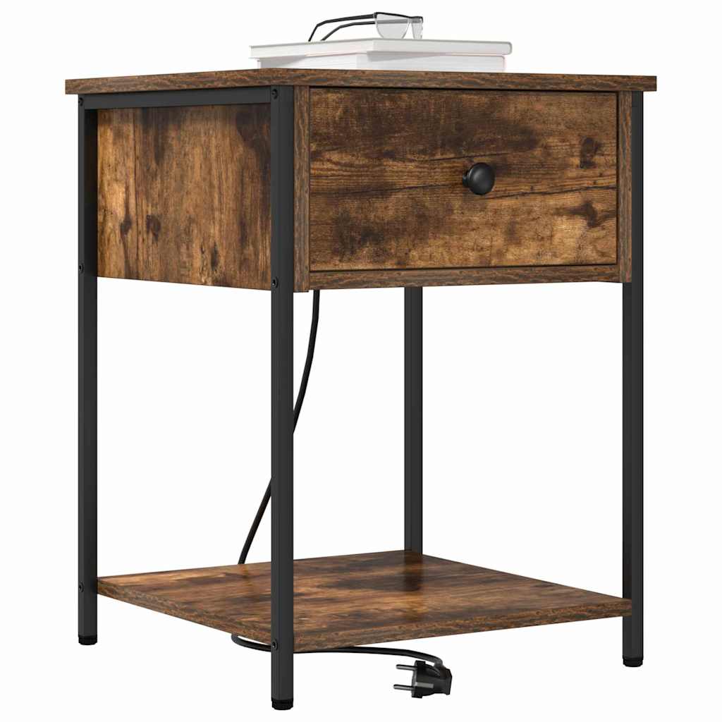 Bedside Cabinet Smoked Oak 42 x 41 x 56 cm Engineered Wood