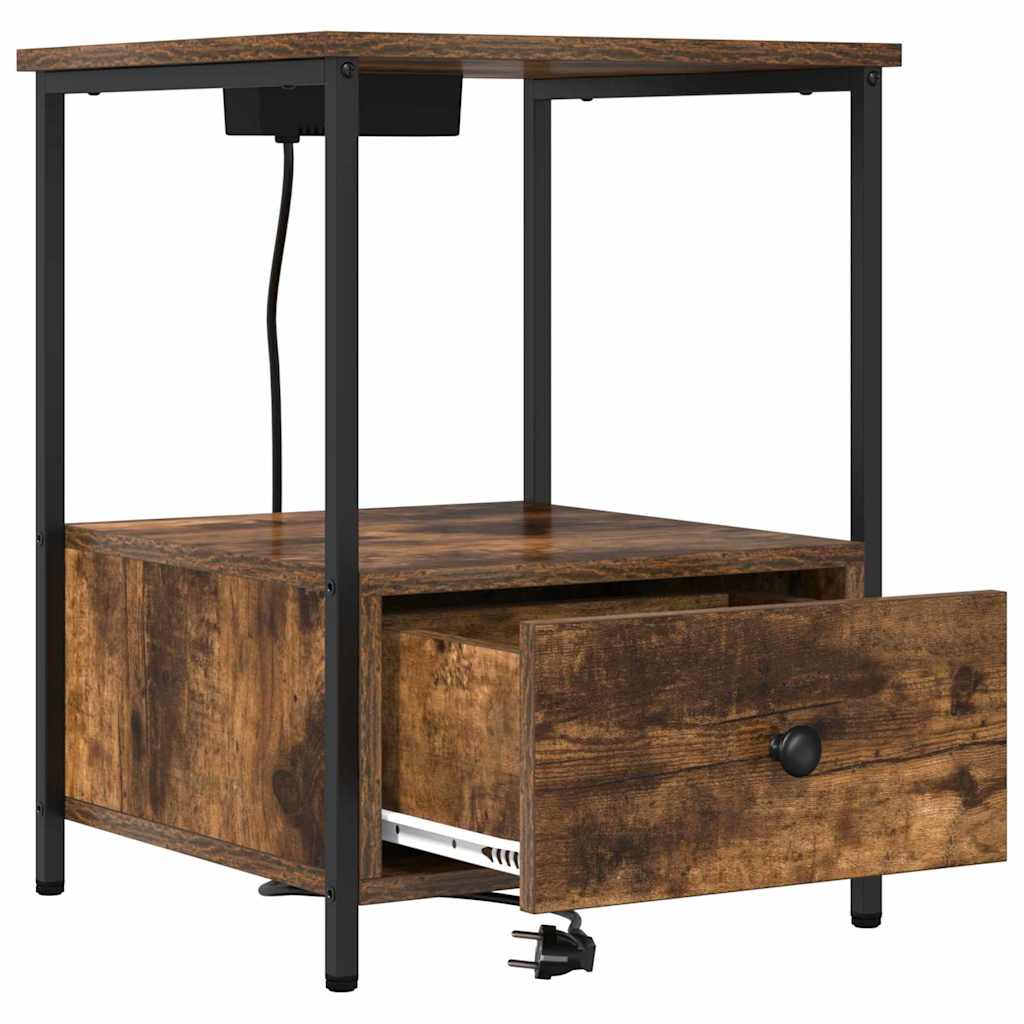 Bedside Cabinet Smoked Oak 42 x 41 x 56 cm Engineered Wood