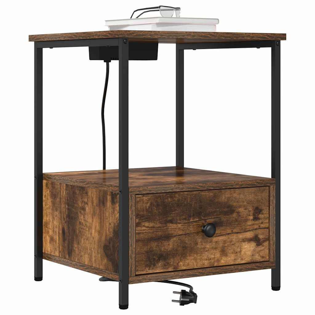 Bedside Cabinet Smoked Oak 42 x 41 x 56 cm Engineered Wood