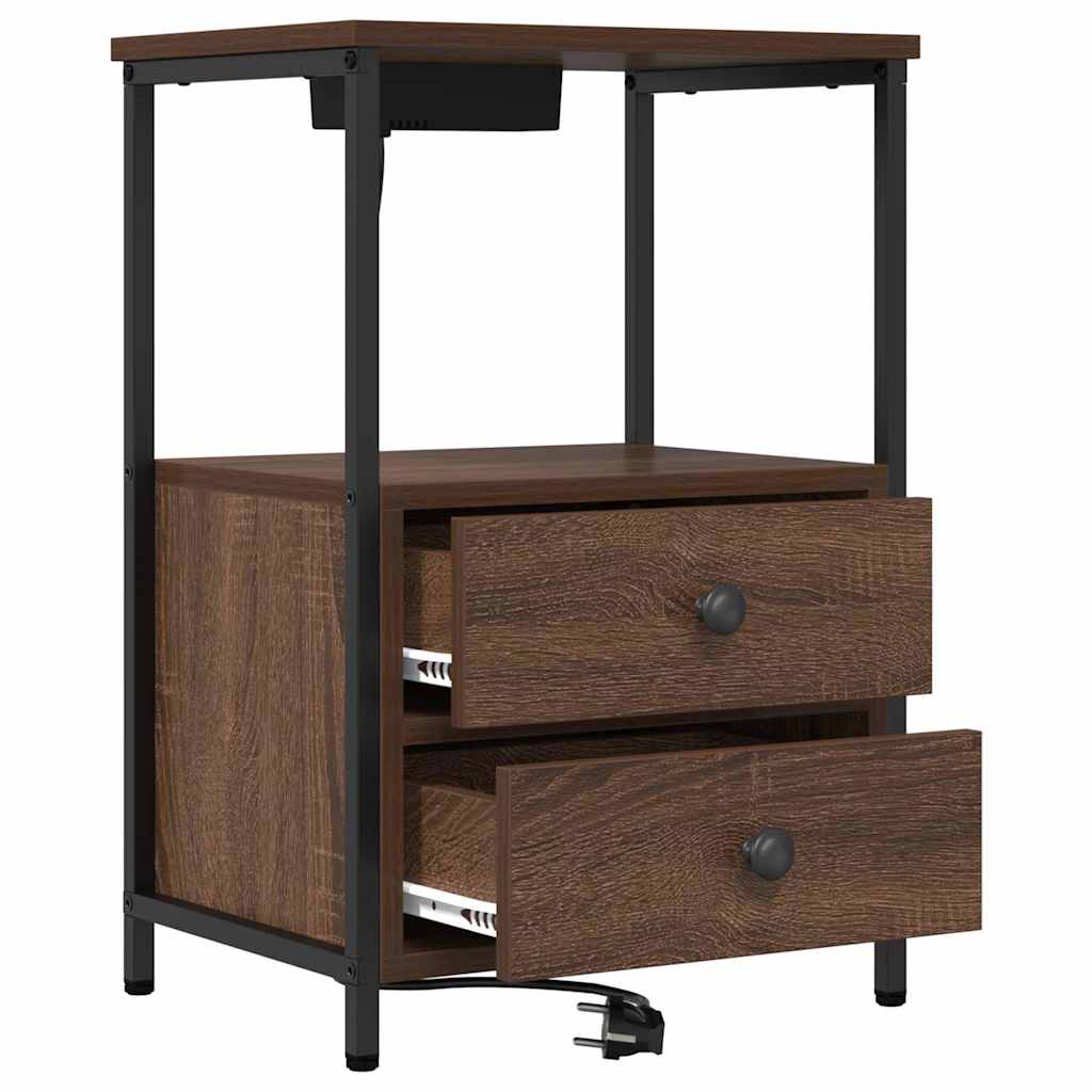 Bedside Cabinet Brown Oak 40 x 31 x 60 cm Engineered Wood