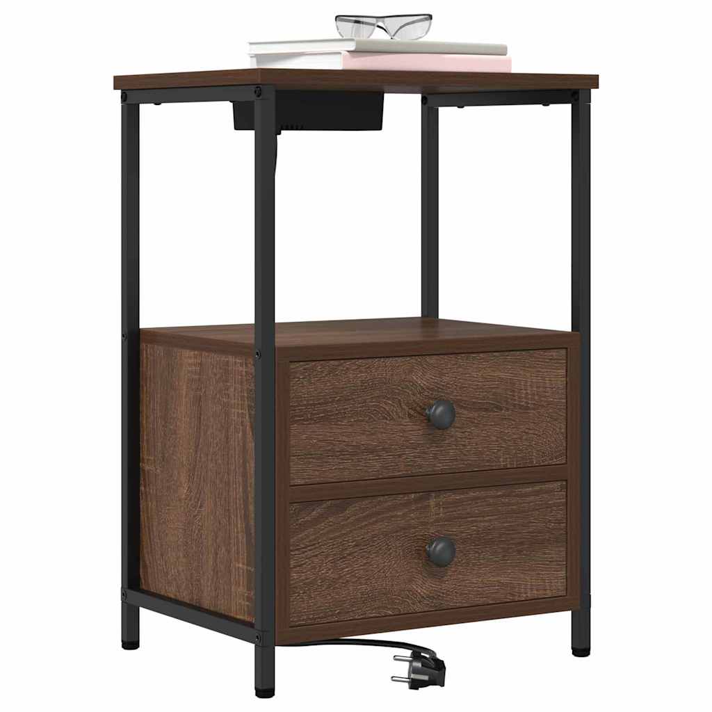 Bedside Cabinet Brown Oak 40 x 31 x 60 cm Engineered Wood