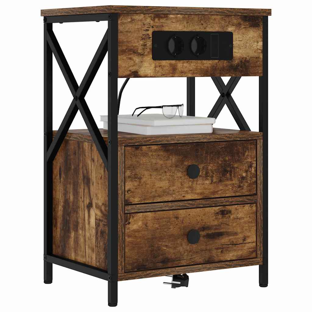Bedside Cabinet Smoked Oak 40 x 31 x 60 cm Engineered Wood