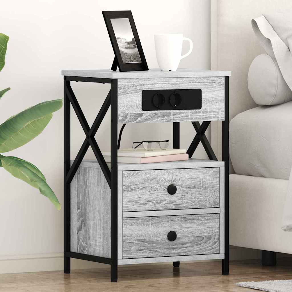 Bedside Cabinet Grey Sonoma 40 x 31 x 60 cm Engineered Wood