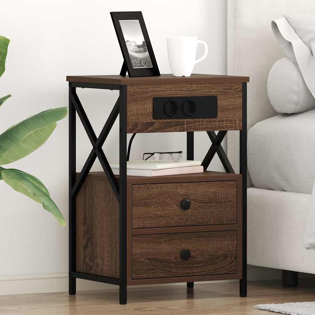 Bedside Cabinet Brown Oak 40 x 31 x 60 cm Engineered Wood
