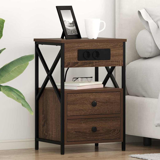 Bedside Cabinet Brown Oak 40 x 31 x 60 cm Engineered Wood