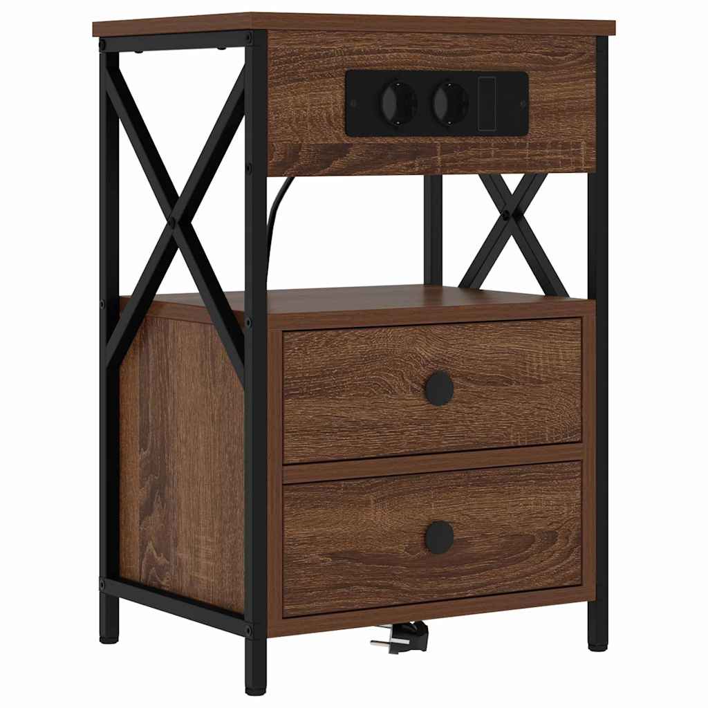 Bedside Cabinet Brown Oak 40 x 31 x 60 cm Engineered Wood