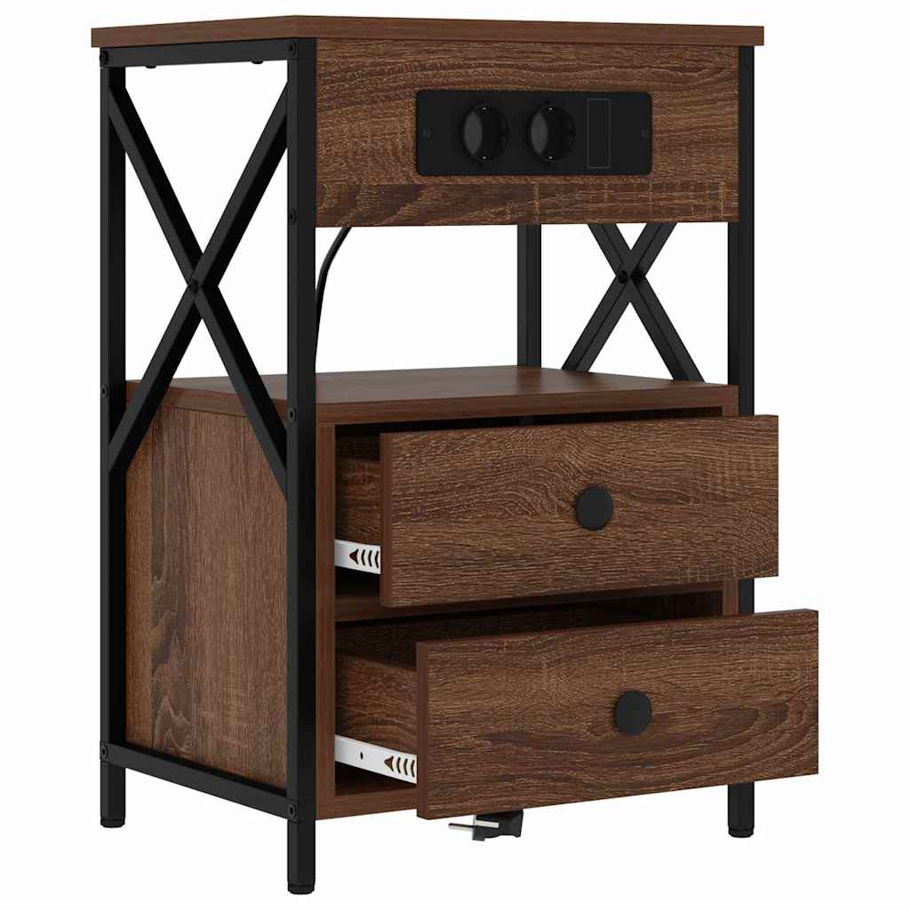 Bedside Cabinet Brown Oak 40 x 31 x 60 cm Engineered Wood