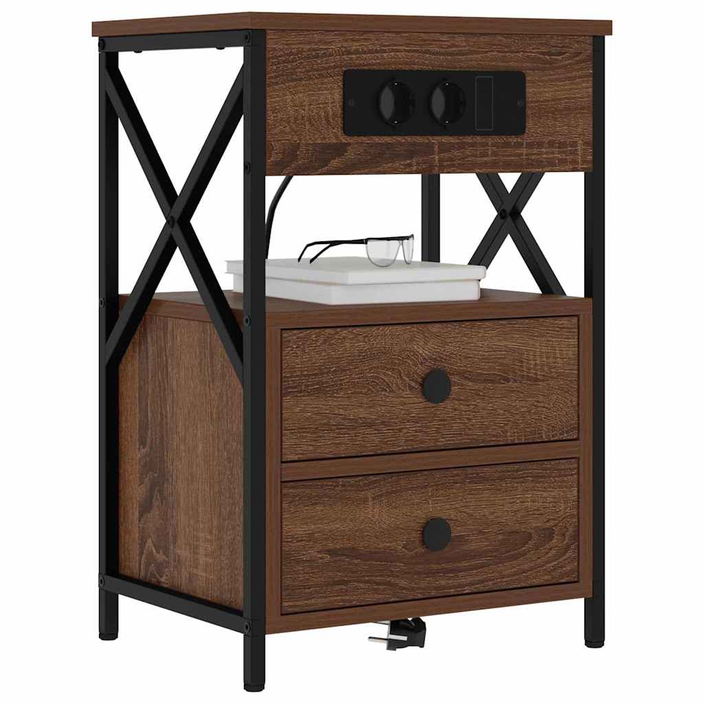 Bedside Cabinet Brown Oak 40 x 31 x 60 cm Engineered Wood