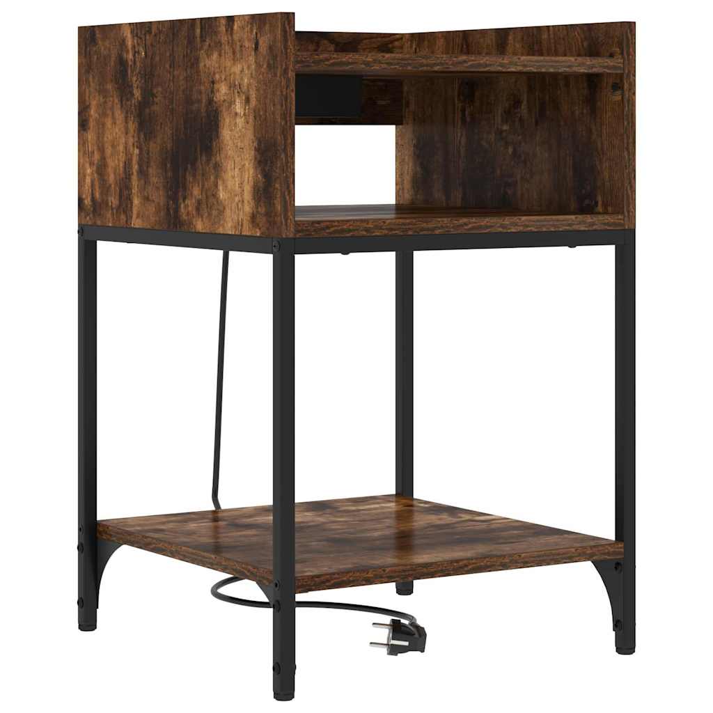 Bedside Cabinet Smoked Oak 40 x 40 x 61 cm Engineered Wood