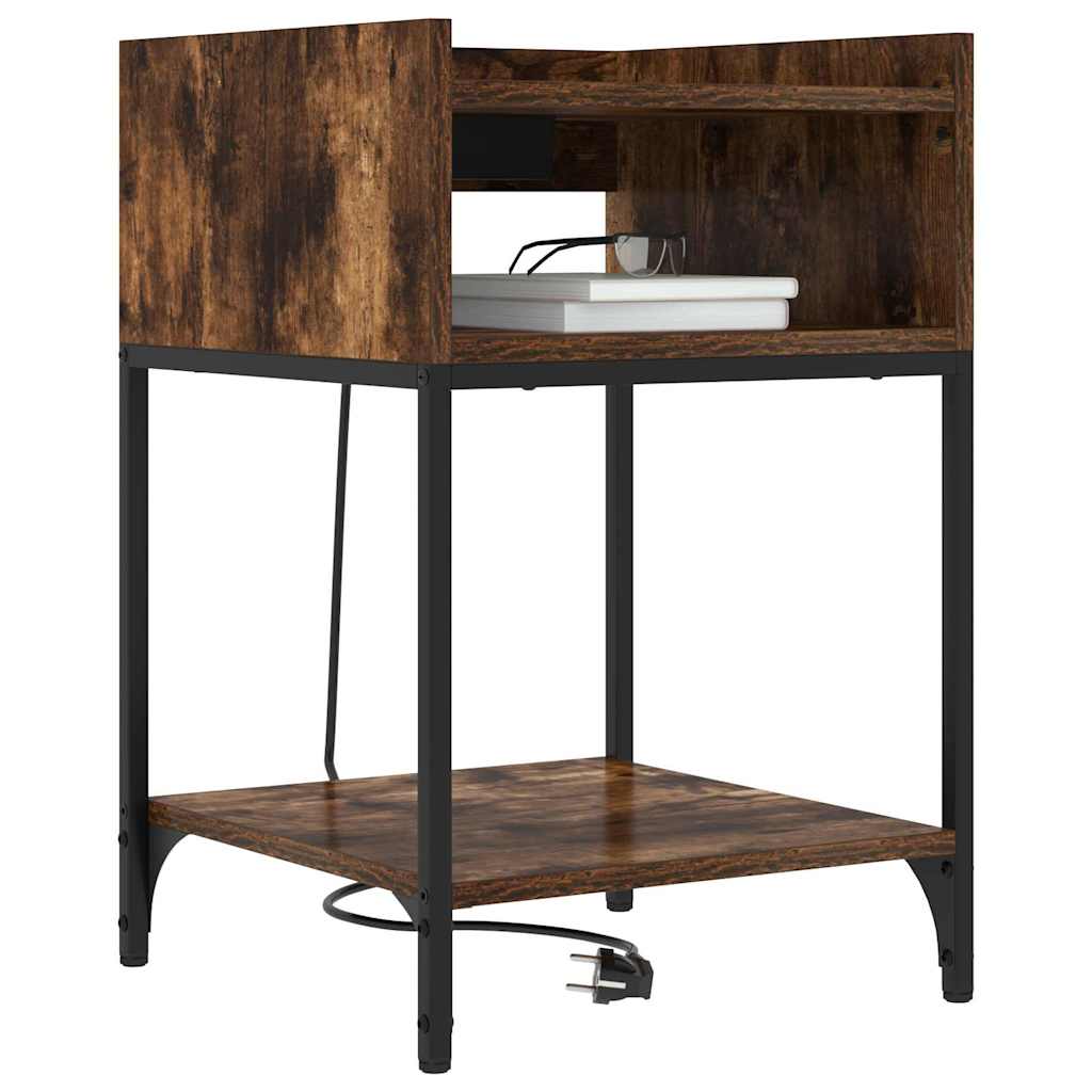 Bedside Cabinet Smoked Oak 40 x 40 x 61 cm Engineered Wood
