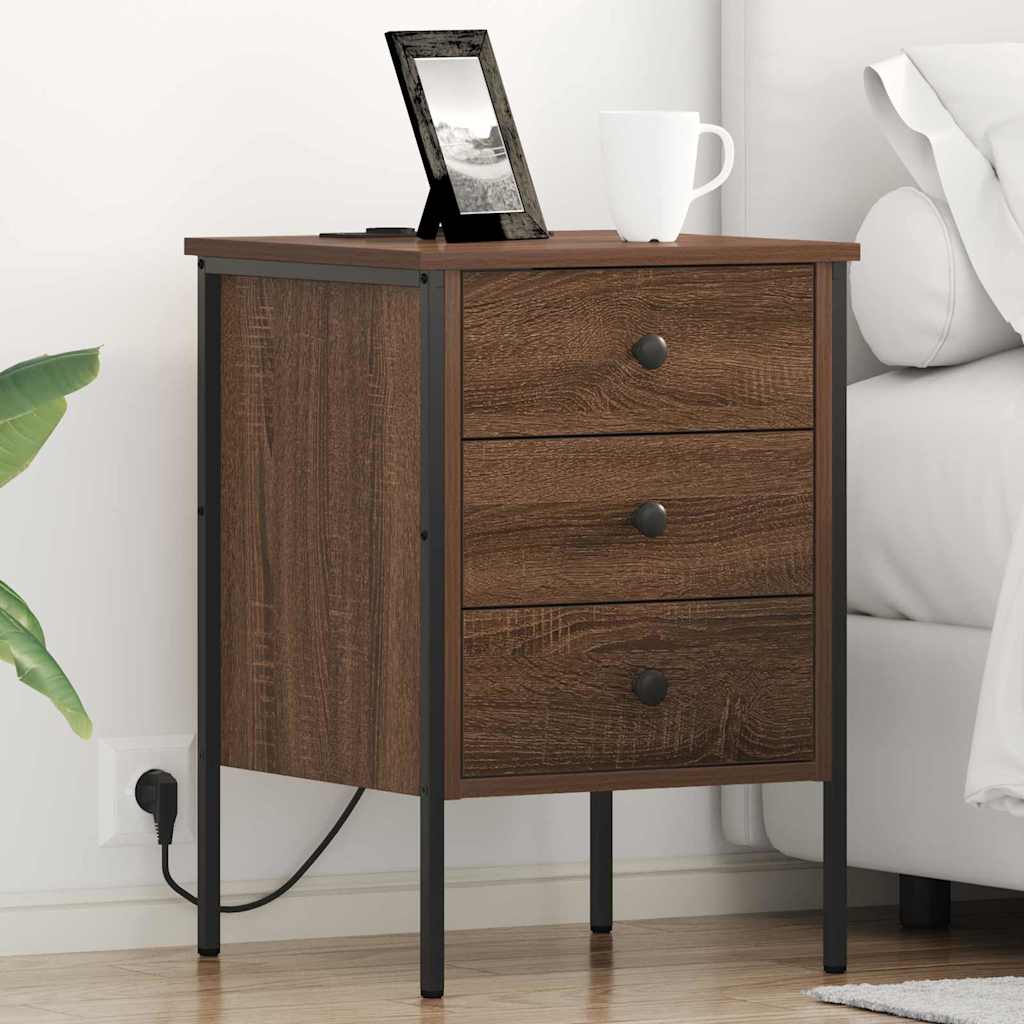 Bedside Cabinet Brown Oak 42 x 41 x 61 cm Engineered Wood