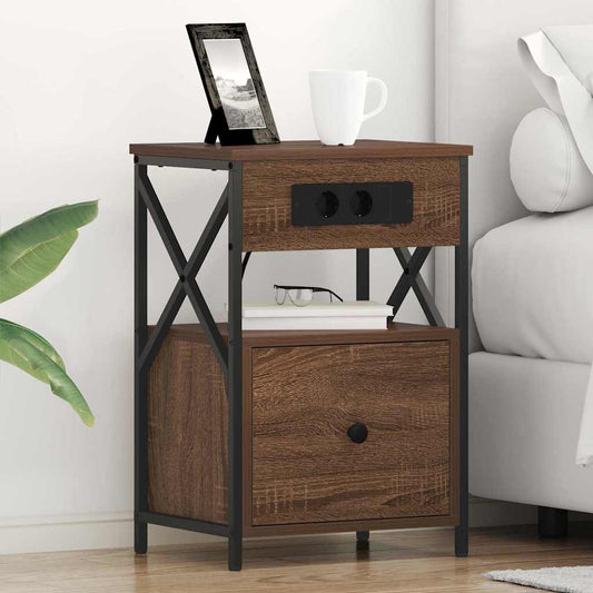 Bedside Cabinet Brown Oak 40 x 31 x 60 cm Engineered Wood
