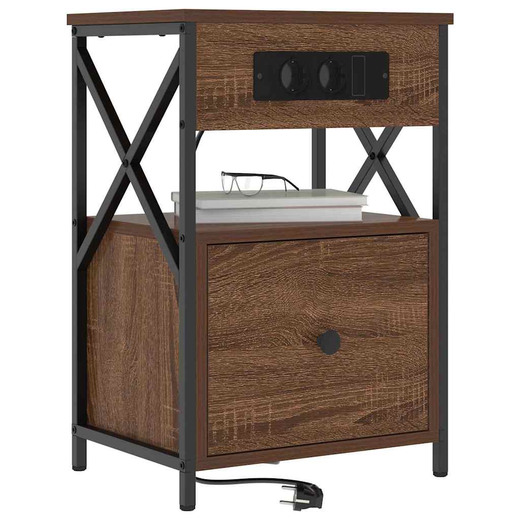 Bedside Cabinet Brown Oak 40 x 31 x 60 cm Engineered Wood