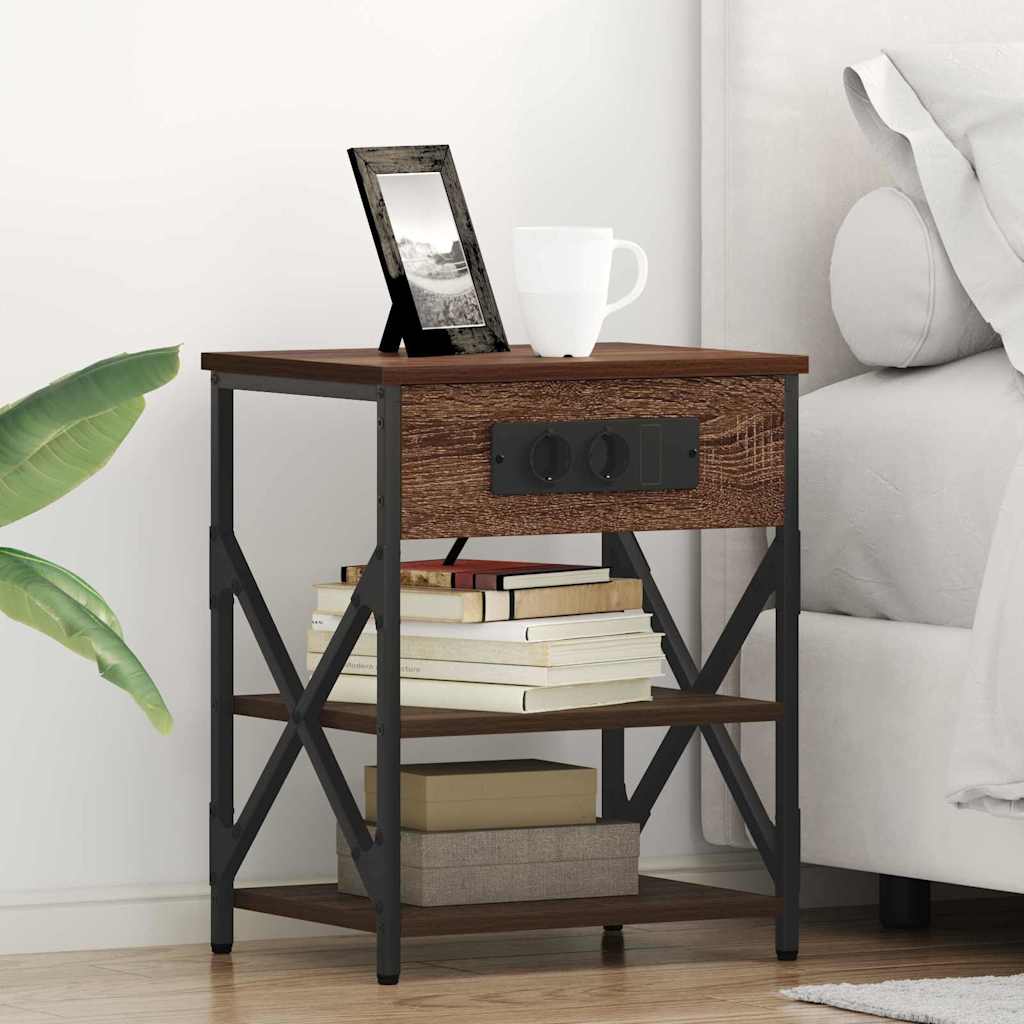 Bedside Cabinet Brown Oak 41 x 31 x 51 cm Engineered Wood