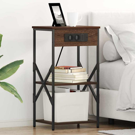 Bedside Cabinet Brown Oak 41 x 31 x 76 cm Engineered Wood