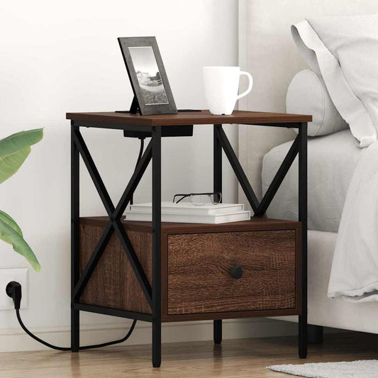 Bedside Cabinet Brown Oak 41.5 x 40.5 x 55 cm Engineered Wood