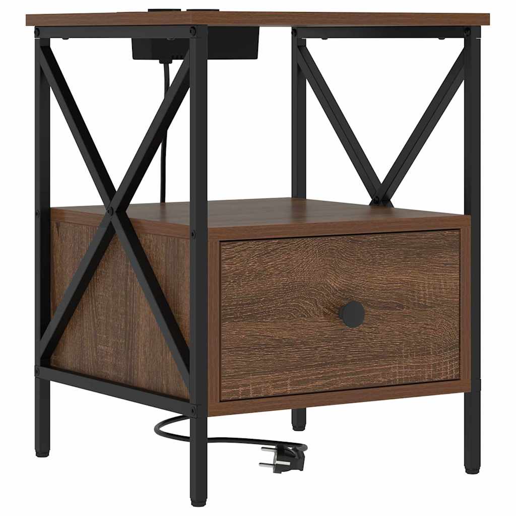 Bedside Cabinet Brown Oak 41.5 x 40.5 x 55 cm Engineered Wood