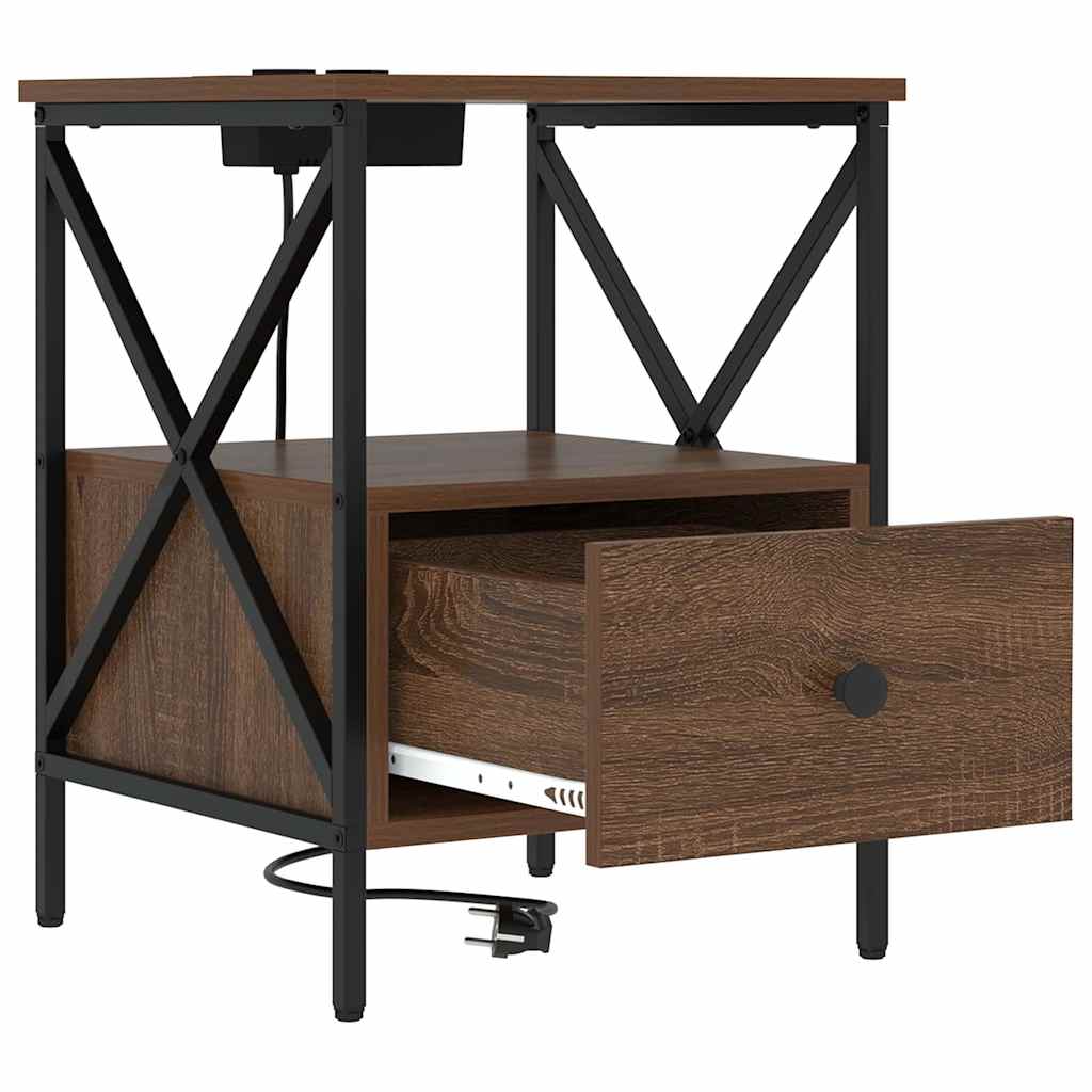 Bedside Cabinet Brown Oak 41.5 x 40.5 x 55 cm Engineered Wood