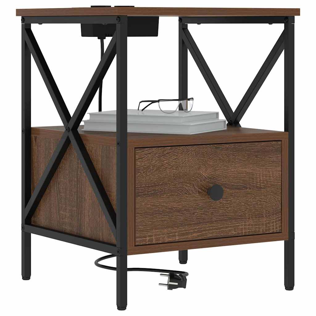 Bedside Cabinet Brown Oak 41.5 x 40.5 x 55 cm Engineered Wood