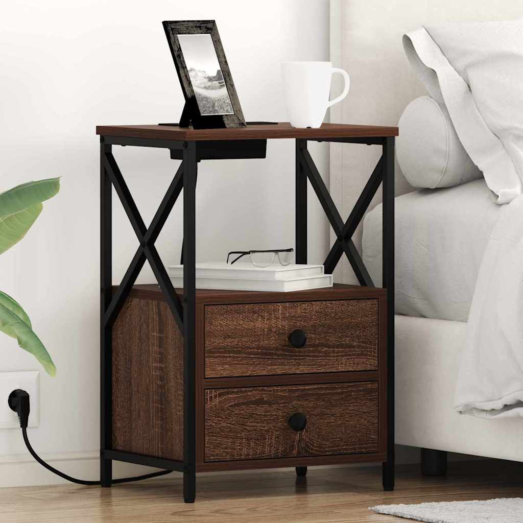 Bedside Cabinet Brown Oak 40 x 31 x 60 cm Engineered Wood