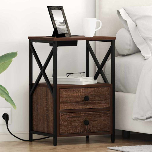 Bedside Cabinet Brown Oak 40 x 31 x 60 cm Engineered Wood