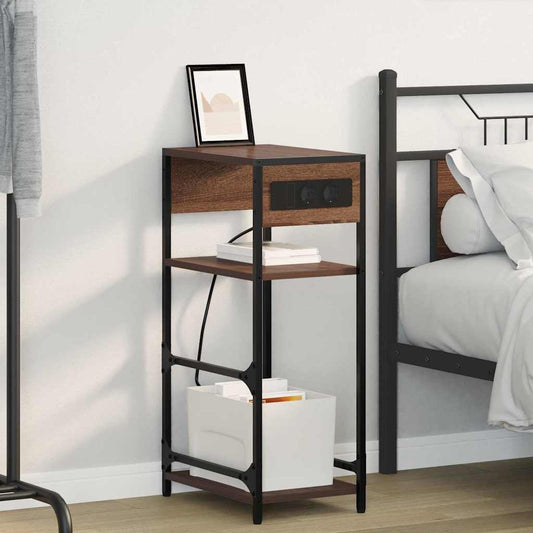Bedside Cabinet Brown Oak 40 x 27 x 76 cm Engineered Wood