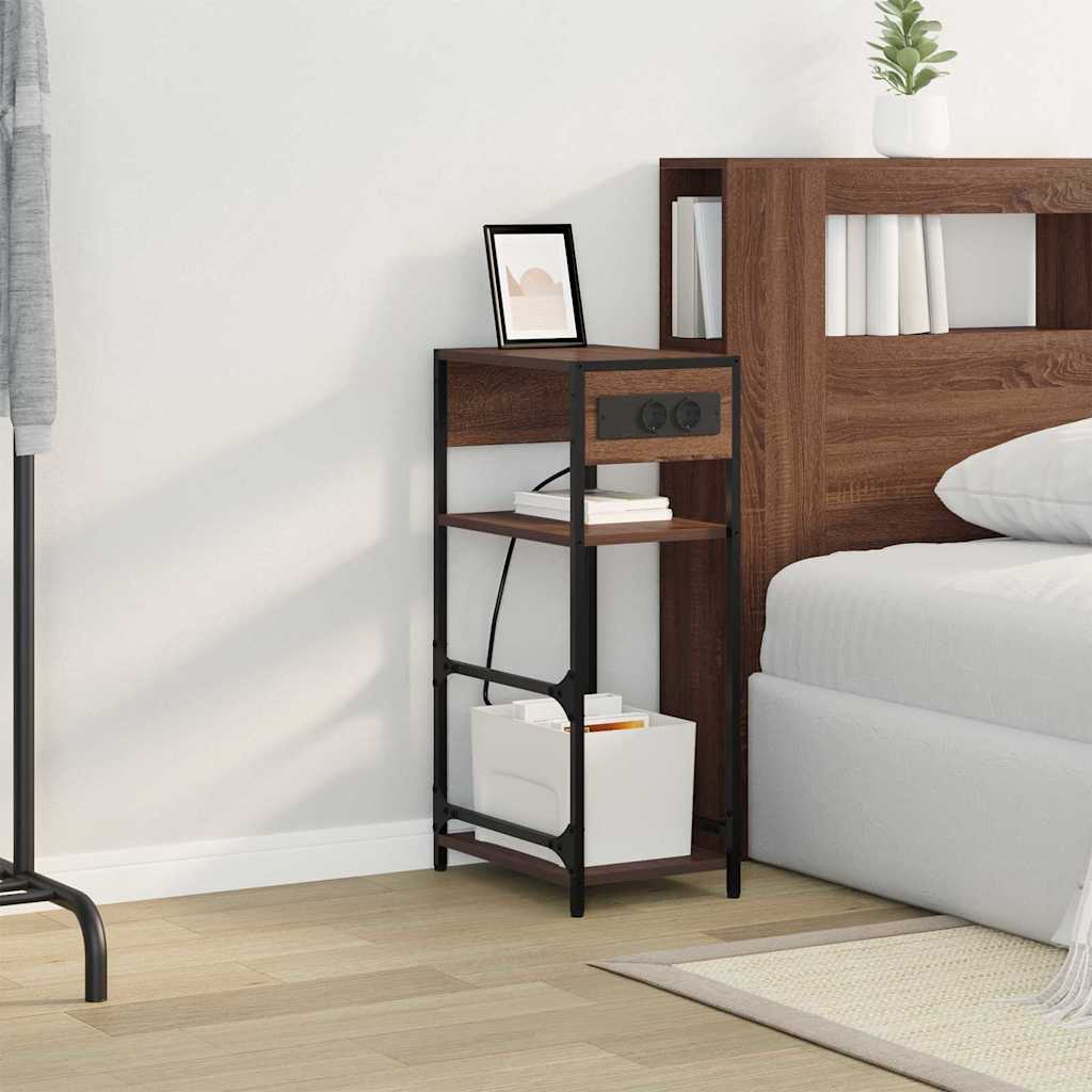 Bedside Cabinet Brown Oak 40 x 27 x 76 cm Engineered Wood