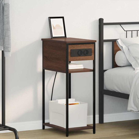 Bedside Cabinet Brown Oak 41 x 28 x 76 cm Engineered Wood